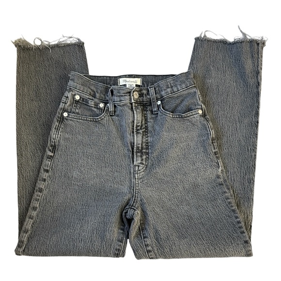 Madewell Perfect Vintage Straight Jeans Womens 25 High Rise Raw Hem Lunar Wash - Picture 4 of 13